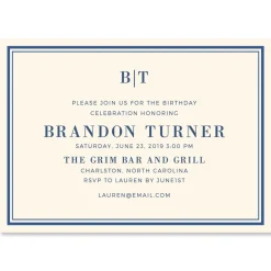 Ecru and Navy Framed Personalized Invitations