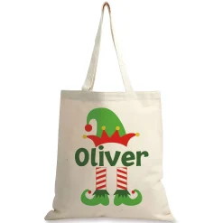 Elf Christmas Personalized Canvas Tote