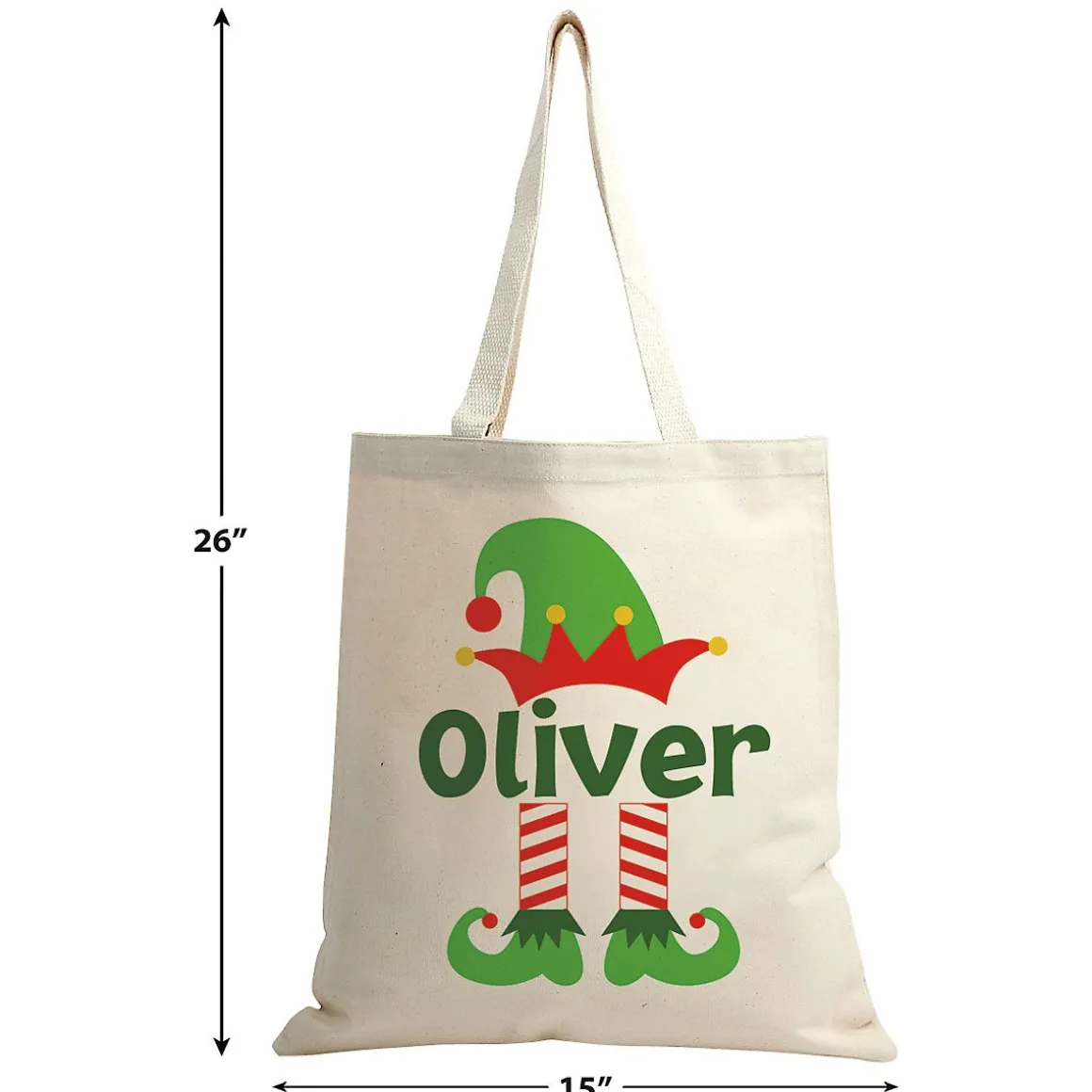 Elf Christmas Personalized Canvas Tote