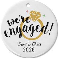 Engaged Ceramic Personalized Ornament