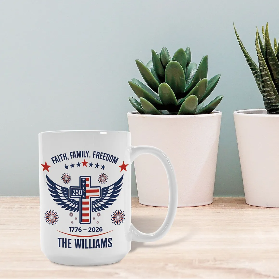 Faith Family Freedom Personalized Mug