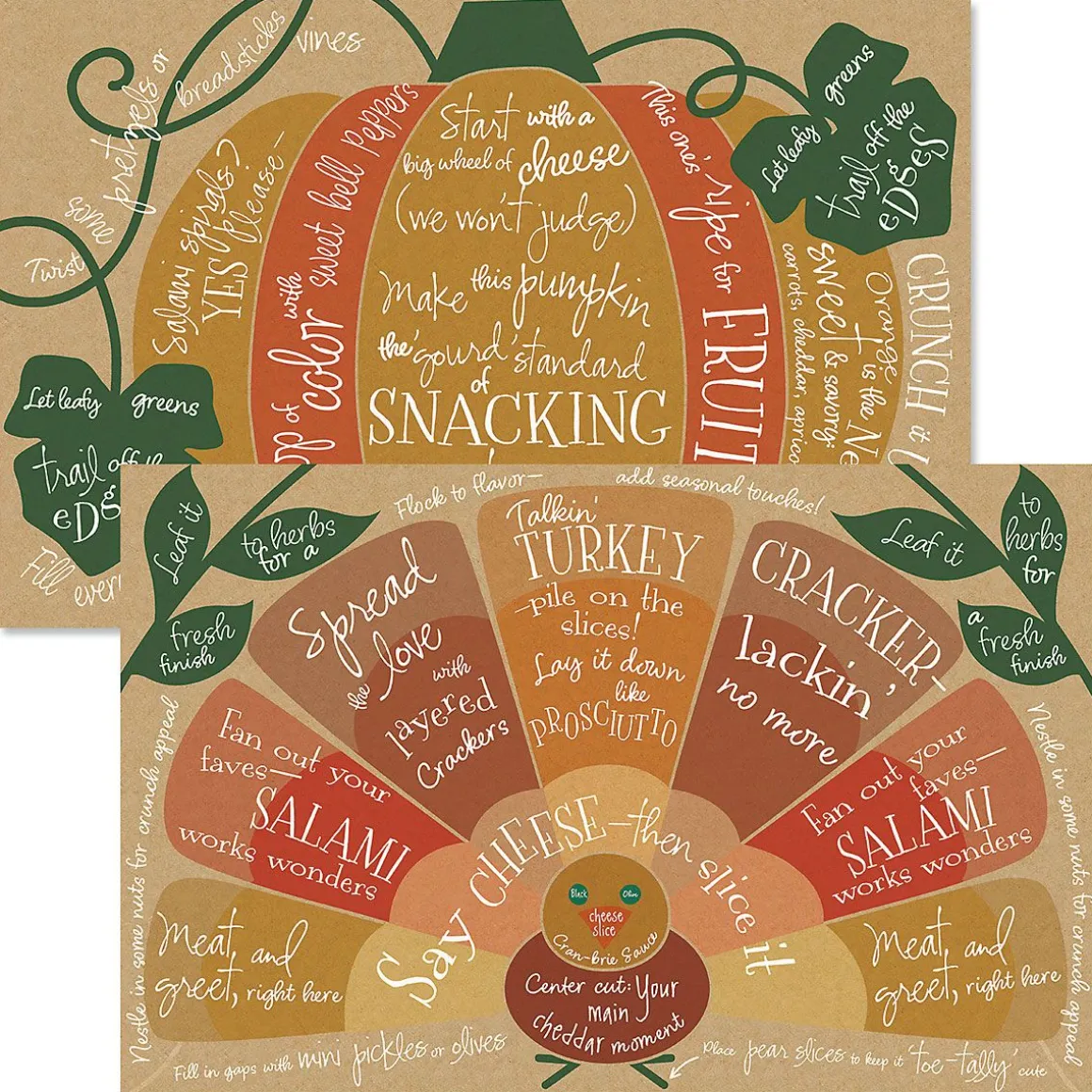 Fall Charcuterie Cheat Double-Sided Placemat