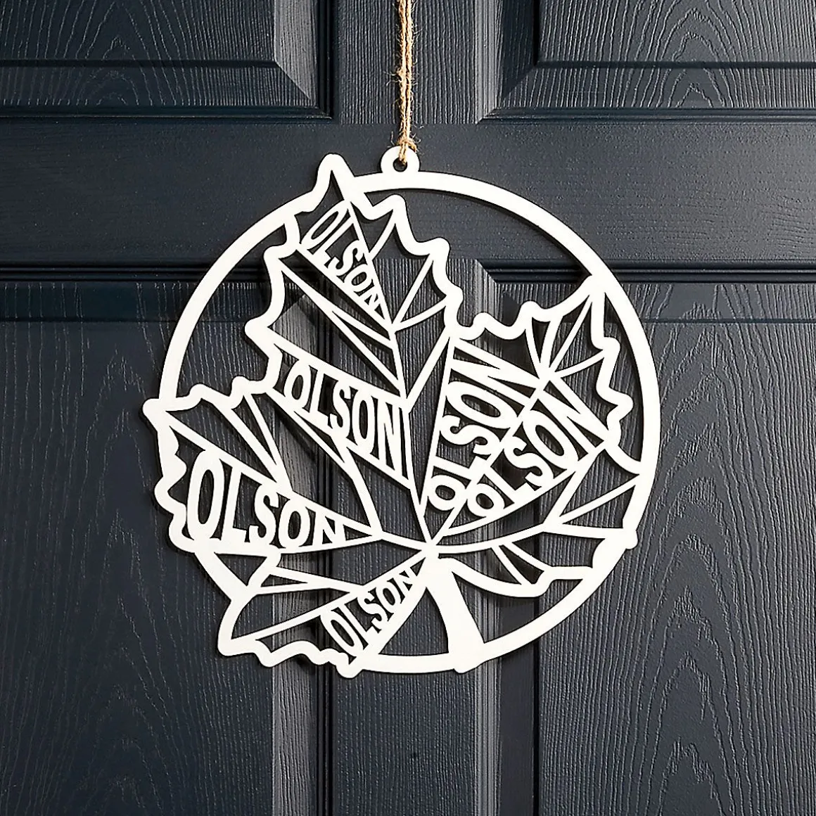Fall Leaf with Family Name Door Personalized Plaque