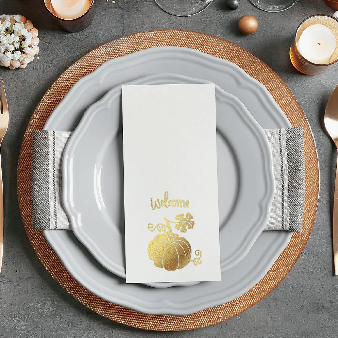 Fall Welcome Foil Disposable Hand Towels