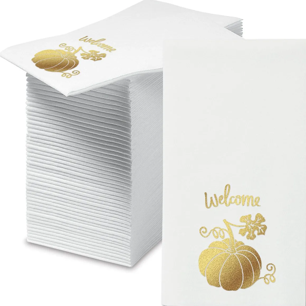 Fall Welcome Foil Disposable Hand Towels