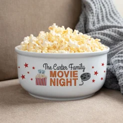 Family Movie Night Personalized Popcorn Bowl