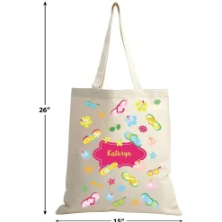 Flip Flop Flowers Personalized Canvas Tote