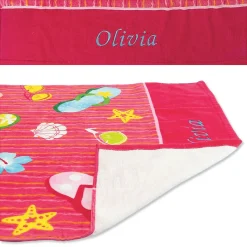 Flip Flop Flowers Personalized Towel