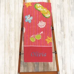 Flip Flop Flowers Personalized Towel