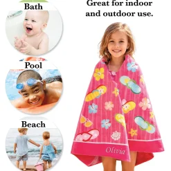 Flip Flop Flowers Personalized Towel