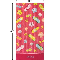 Flip Flop Flowers Personalized Towel