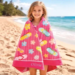 Flip Flop Flowers Personalized Towel