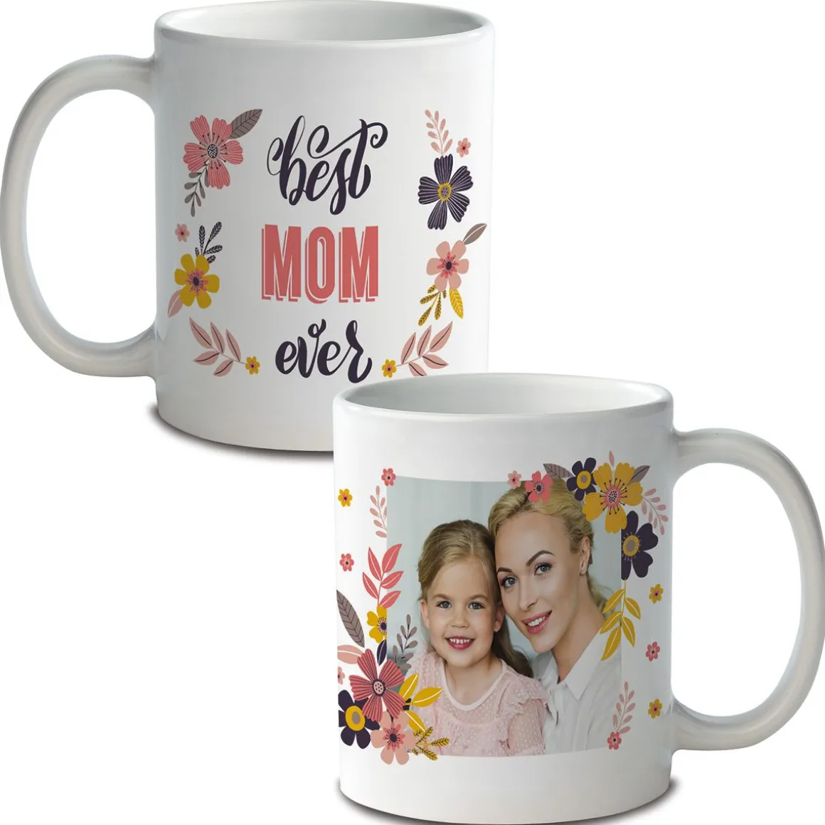 Floral Ceramic Personalized Photo Mug