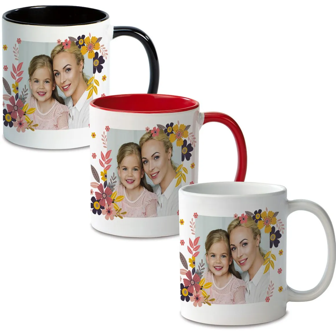Floral Ceramic Personalized Photo Mug
