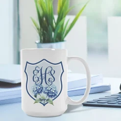 Floral Crest Personalized Mug