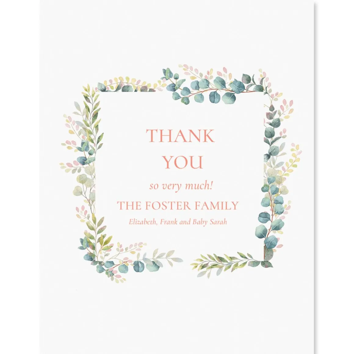 Floral Frame Personalized Thank You Cards
