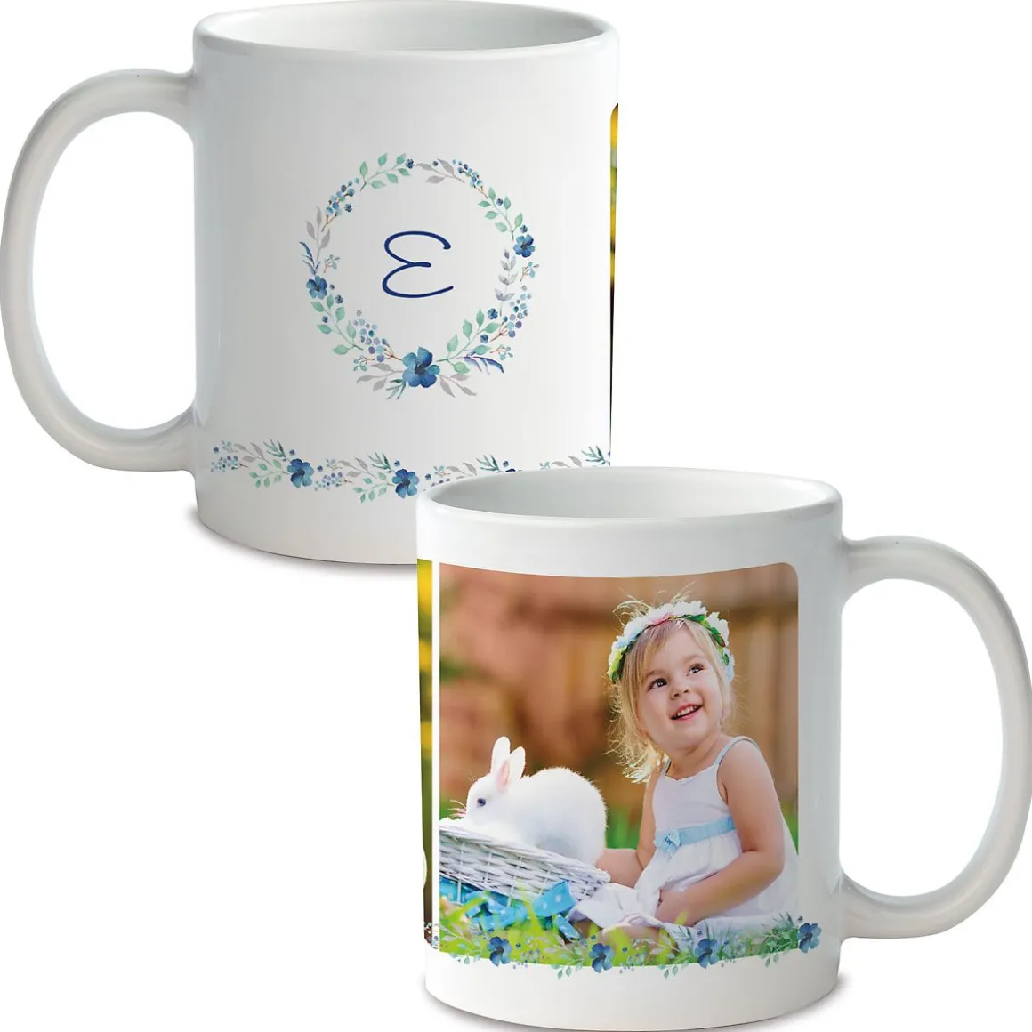 Floral Initial Ceramic Personalized Photo Mug