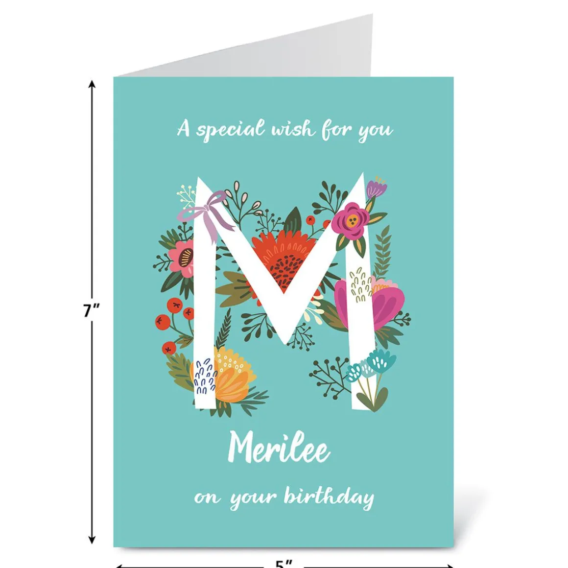 Floral Initial Personalized Birthday Card