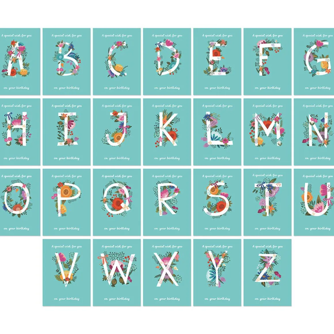 Floral Initial Personalized Birthday Card