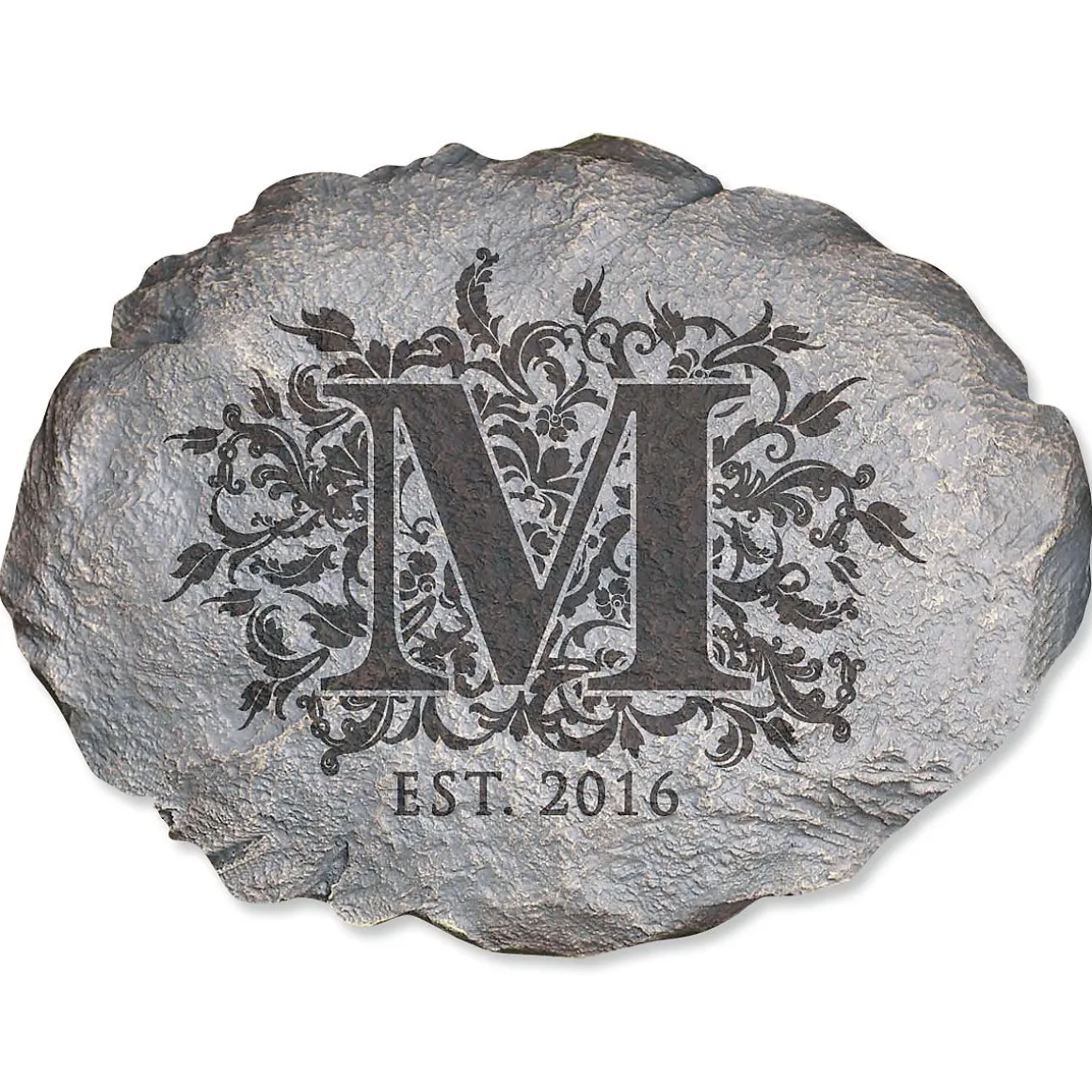 Floral Initial Personalized Garden Stone