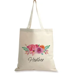Floral Name Personalized Canvas Tote