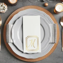 Frame Initial Foil Stamped Disposable Hand Towels
