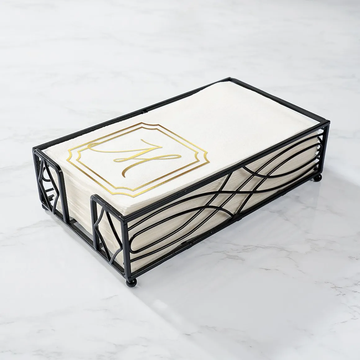 Frame Initial Foil Stamped Disposable Hand Towels