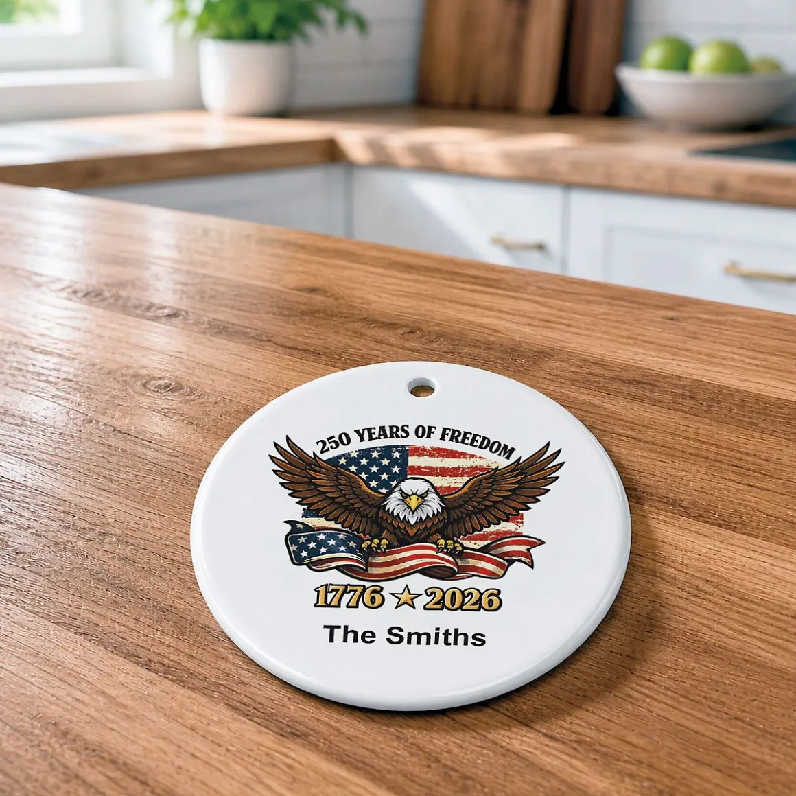 Freedom Eagle Personalized Round Ornament
