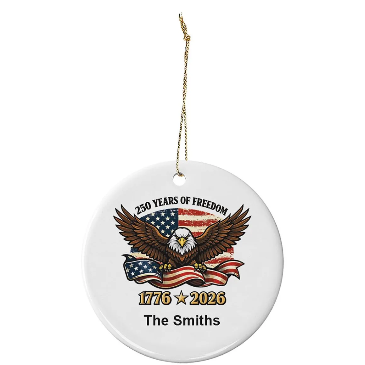 Freedom Eagle Personalized Round Ornament