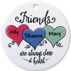 Friends Close At Heart Personalized Porcelain Ornament