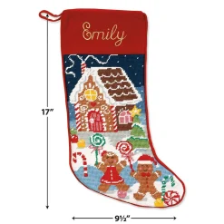 Gingerbread Needlepoint Personalized Christmas Stocking