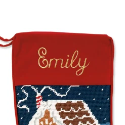 Gingerbread Needlepoint Personalized Christmas Stocking