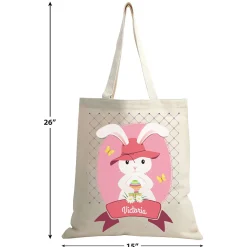 Girl Bunny Personalized Canvas Tote