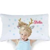 Girl Christmas Reindeer Personalized Pillowcase