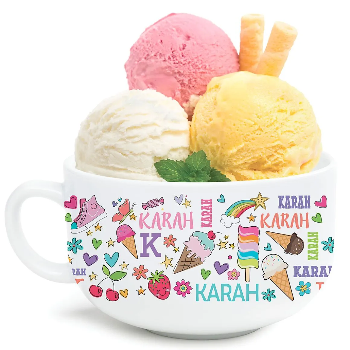 Girl Personalized Ice Cream Bowl