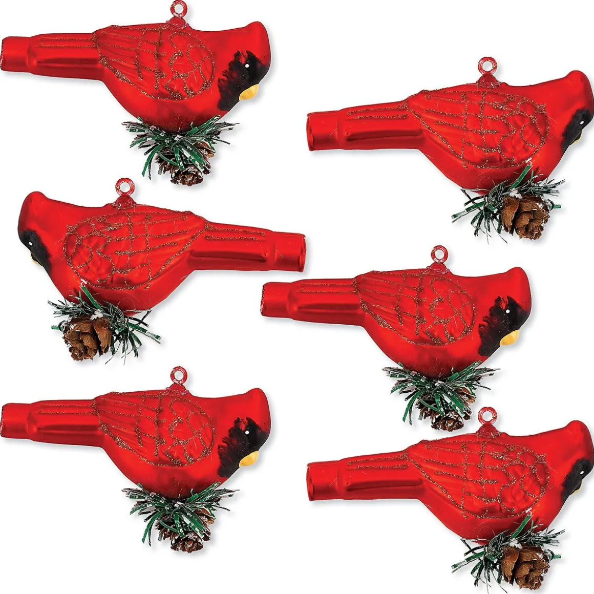 Glass Cardinals Ornaments