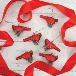 Glass Cardinals Ornaments