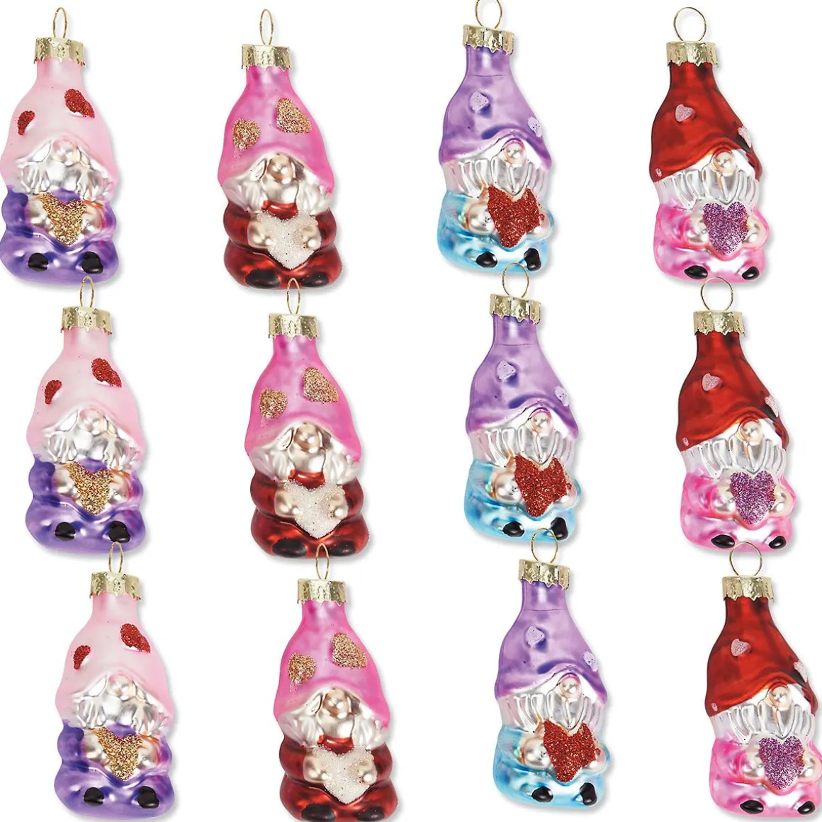 Glass Gnome Valentine Ornaments