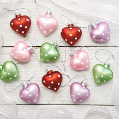 Glass Heart Dots Ornaments