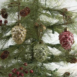 Glass Pinecone Ornaments with Leather String