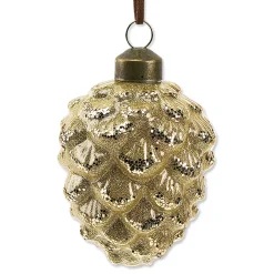 Glass Pinecone Ornaments with Leather String