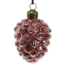 Glass Pinecone Ornaments with Leather String