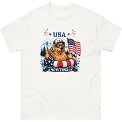 Golden Retriever Rafting White Adult T-Shirt