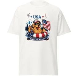 Golden Retriever Rafting White Adult T-Shirt
