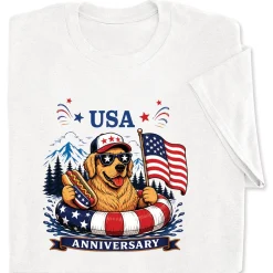 Golden Retriever Rafting White Adult T-Shirt