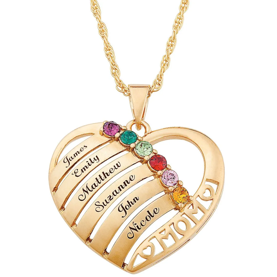Gold Heart Family Personalized Necklace