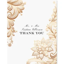 Gold Lace Personalized Thank You Cards