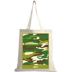 Green Camo Personalized Canvas Tote