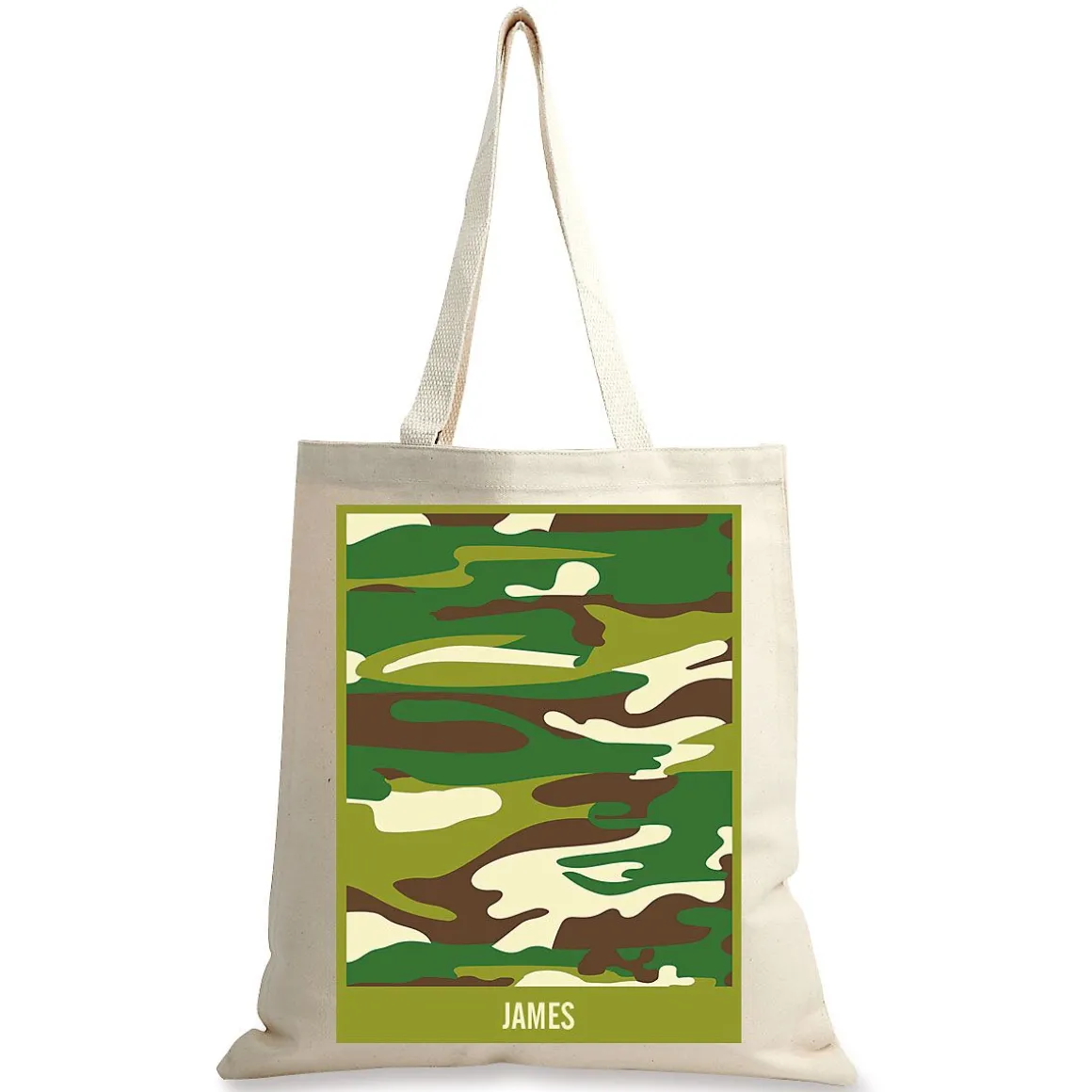 Green Camo Personalized Canvas Tote
