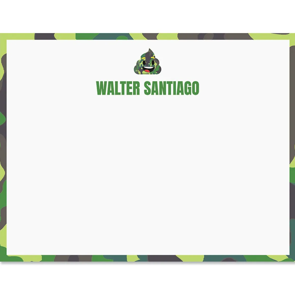 Green Camo Poop Emoji Correspondence Cards
